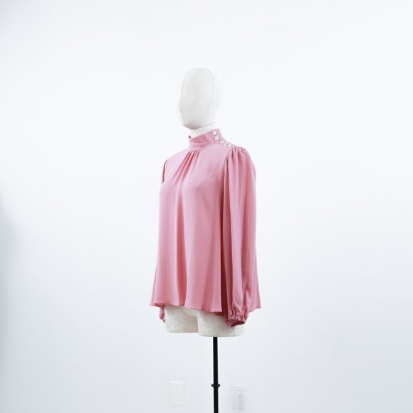 Robert Rodriguez Top M Silk High Neck Blouse Pink NWT - Picture 2 of 12